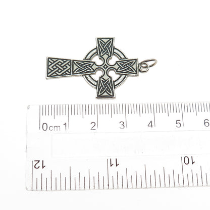 CHAPEL 925 Sterling Silver Vintage Celtic Cross Oxidized Charm Pendant
