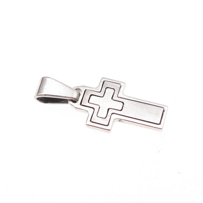 925 Sterling Silver Vintage Cross Oxidized Charm Pendant