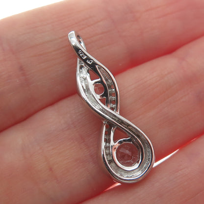 925 Sterling Silver Round-Cut C Z Infinity Twisted Charm Pendant