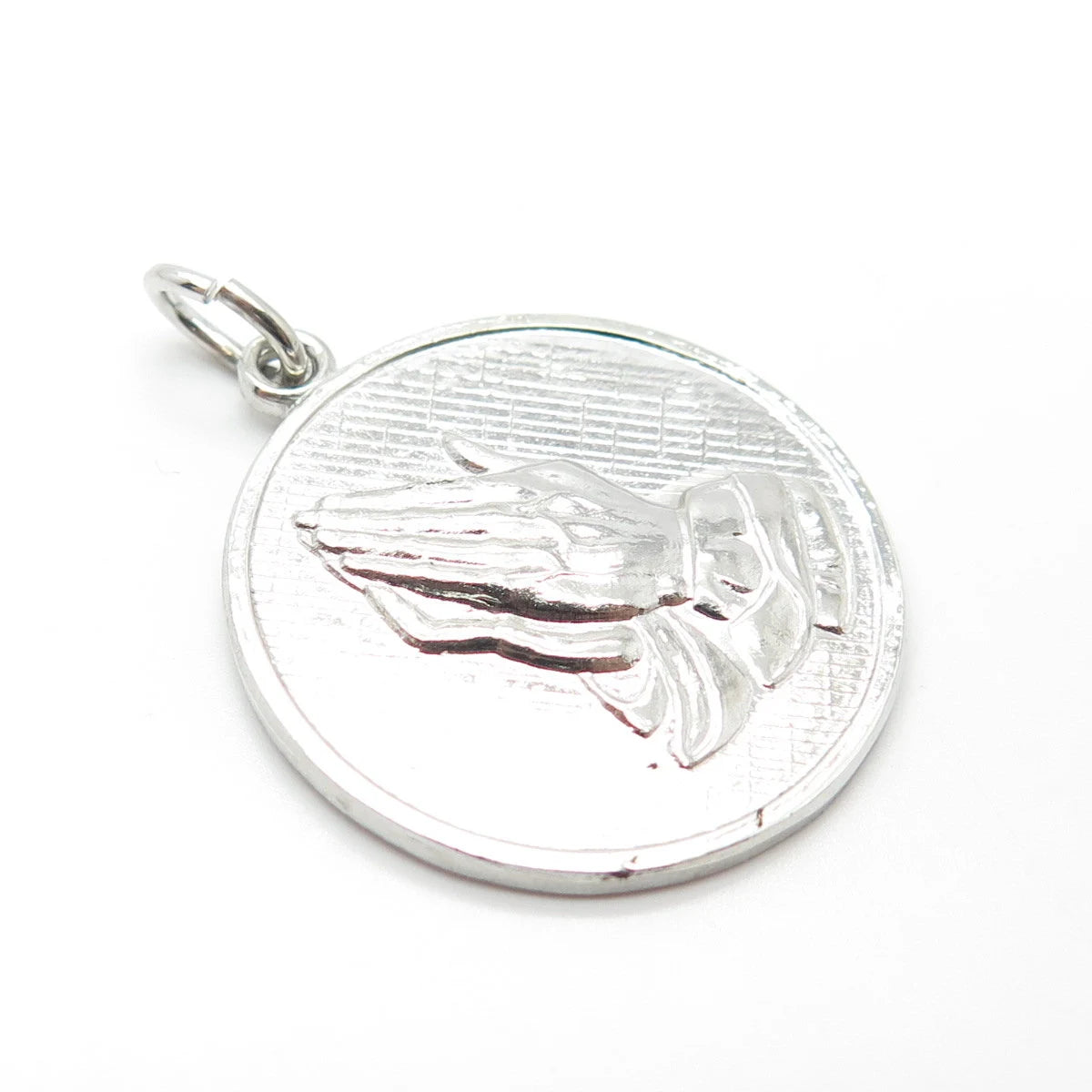 925 Sterling Silver Vintage Forstner Hands in Prayer Pendant