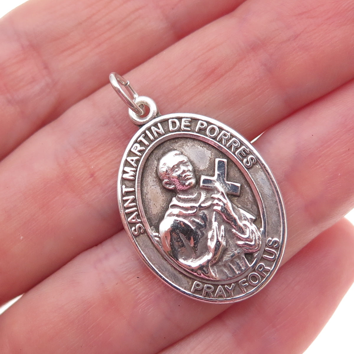 Bliss 925 Sterling Silver Vintage Saint Martin Religious Medal Charm Pendant