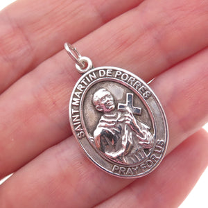 Bliss 925 Sterling Silver Vintage Saint Martin Religious Medal Charm Pendant
