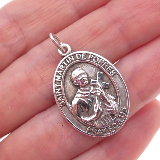 Bliss 925 Sterling Silver Vintage Saint Martin Religious Medal Charm Pendant