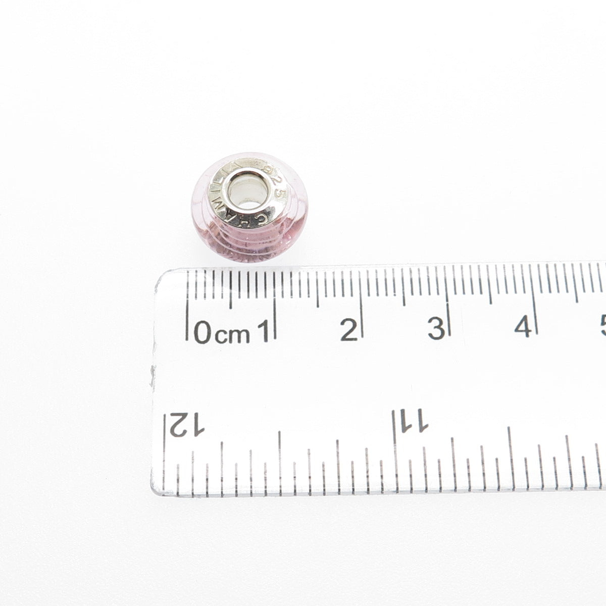 CHAMILIA 925 Sterling Silver Pink Murano Glass Bead Charm