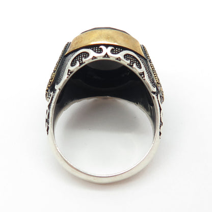 925 Sterling Silver 2-Tone Vintage Black C Z Ring Size 11.75