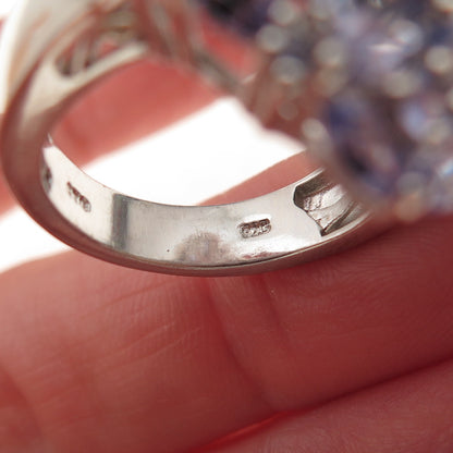 Chuck Clemency 925 Sterling Silver Real Tanzanite Cluster Ring Size 8.25
