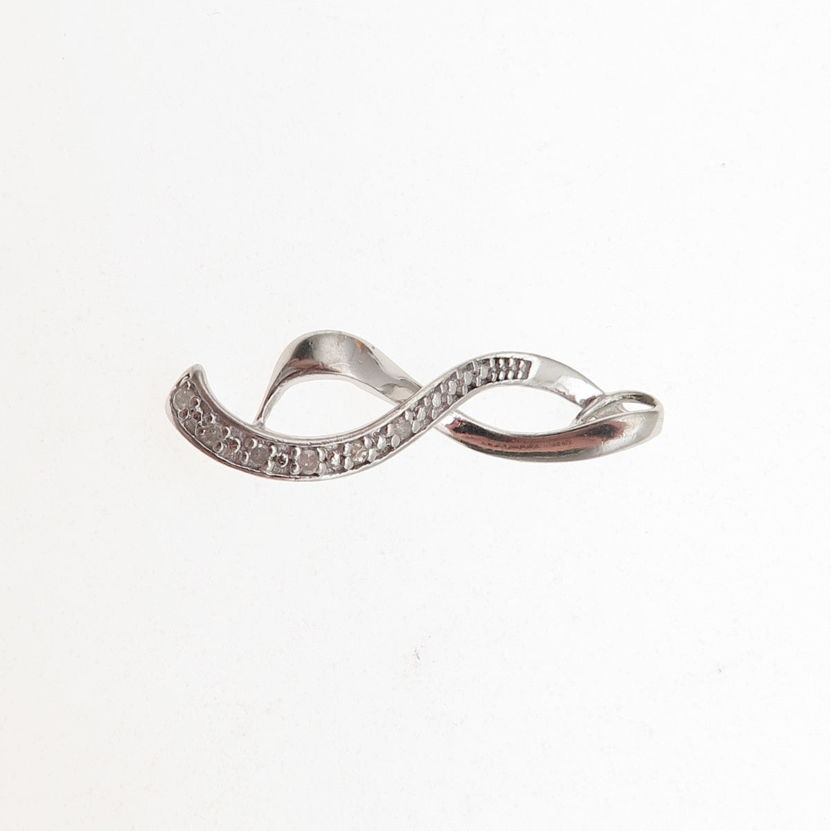 925 Sterling Silver Real Round-Cut Diamond Infinity Charm Pendant