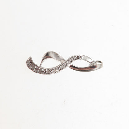 925 Sterling Silver Real Round-Cut Diamond Infinity Charm Pendant
