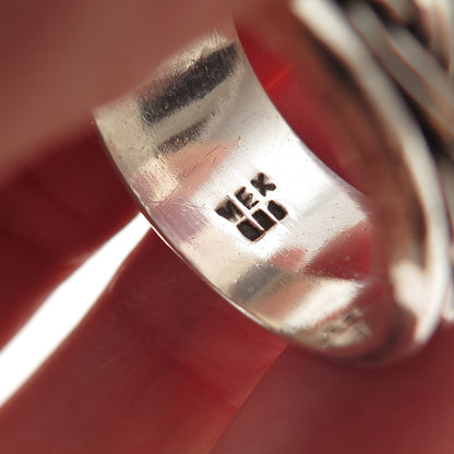 925 Sterling Silver Vintage Mexico Braided Oxidized Band Ring Size 10