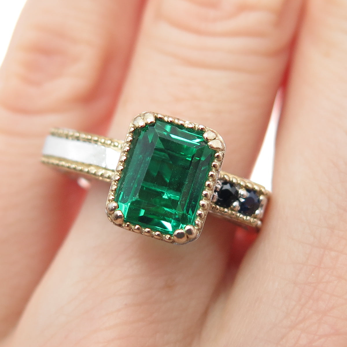 MICHAEL VALITUTTI Gems En Vogue Sterling Chrome Diopside Sapphire Ring Size 6.25