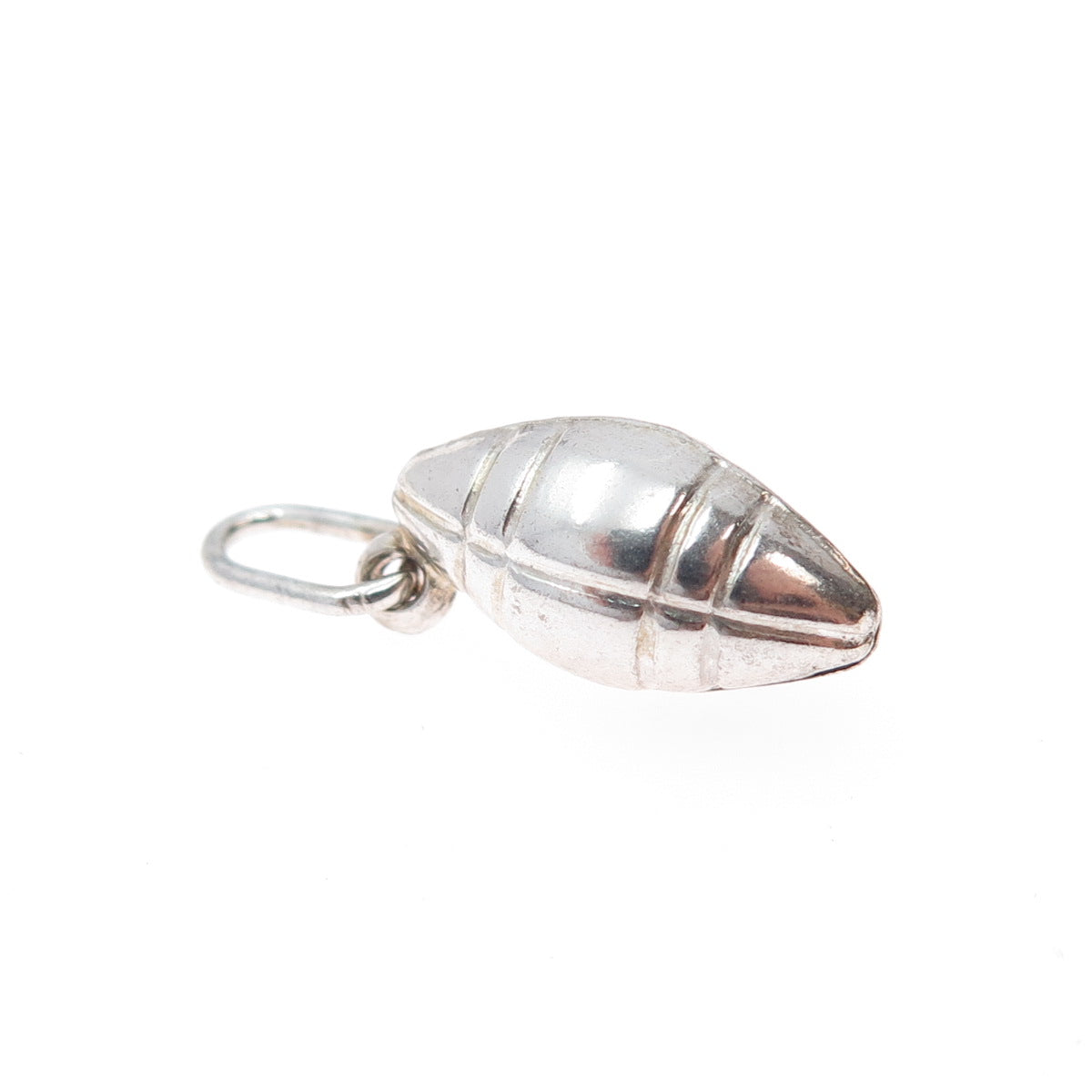 925 Sterling Silver Vintage Italy Football Ball Minimalist 3D Charm Pendant