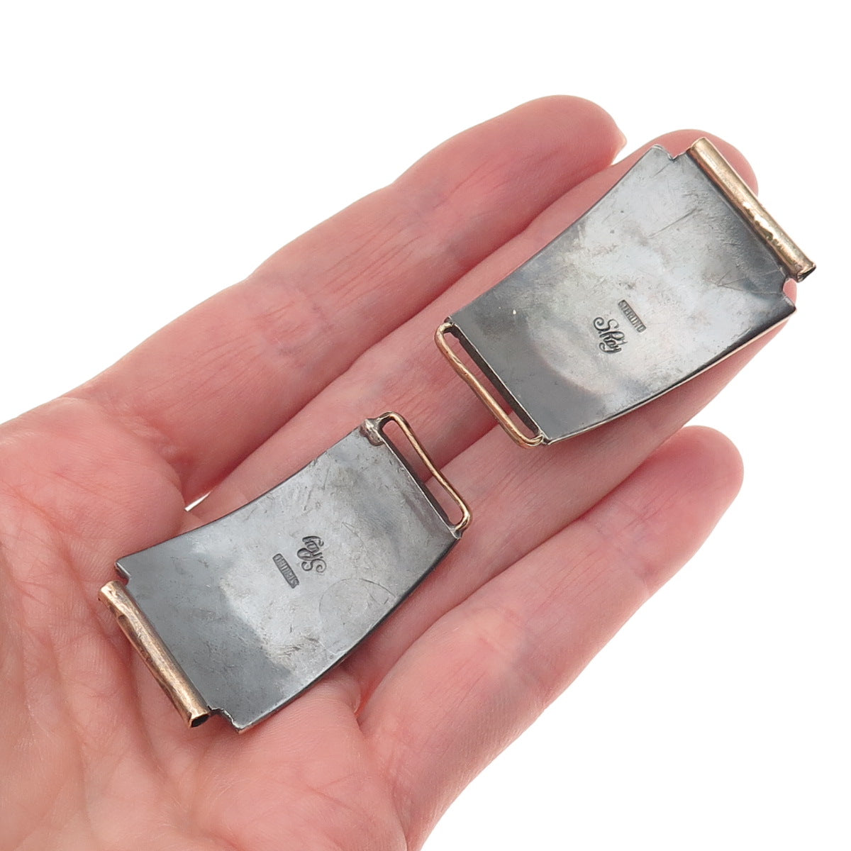 Silver Ray Navajo Old Pawn 925 Sterling 2-Tone Vintage C Z Floral Watch Band