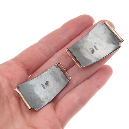 Silver Ray Navajo Old Pawn 925 Sterling 2-Tone Vintage C Z Floral Watch Band