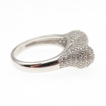 925 Sterling Silver Round-Cut C Z Bypass Dome Ring Size 7.25
