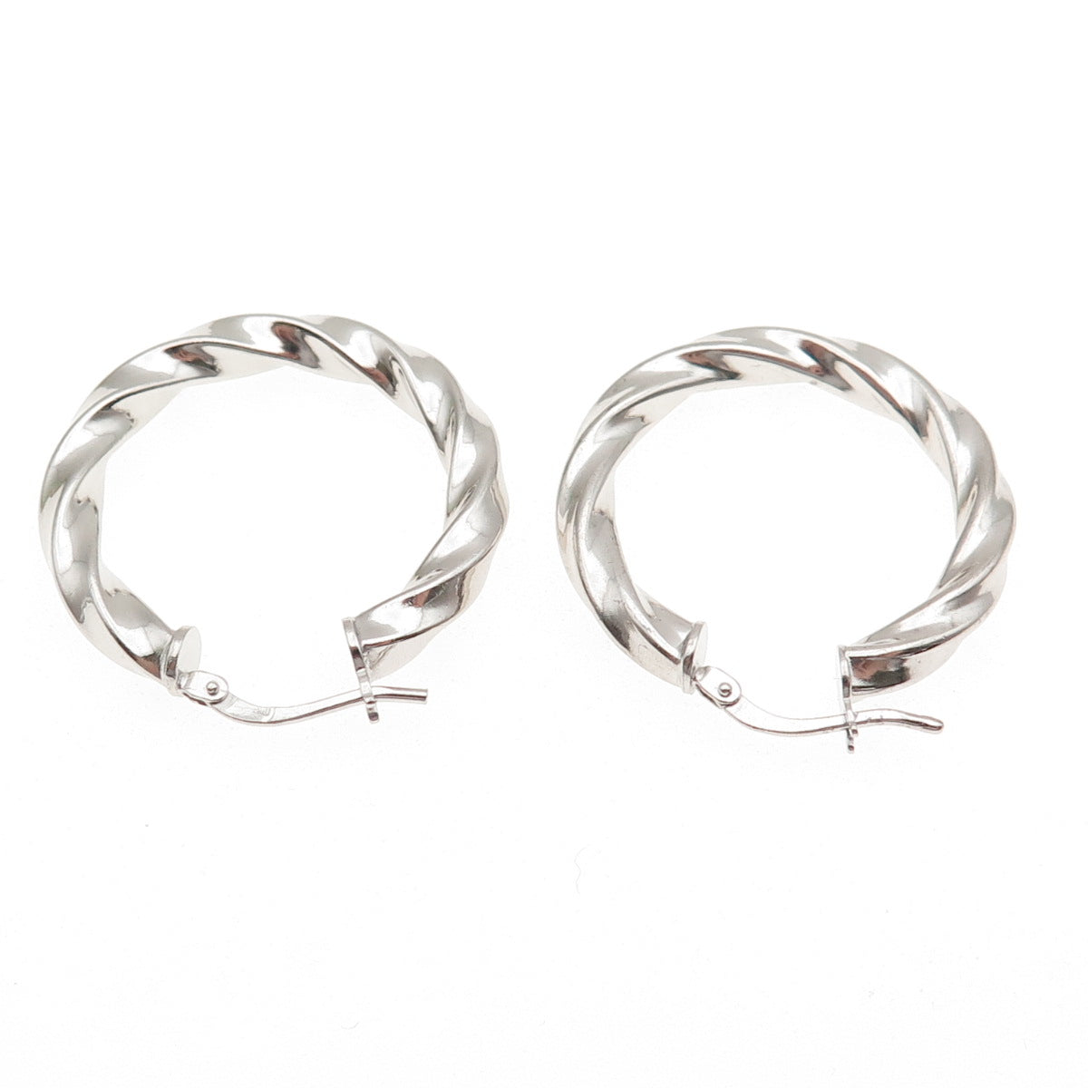 925 Sterling Silver RCI Twisted Hoop Earrings