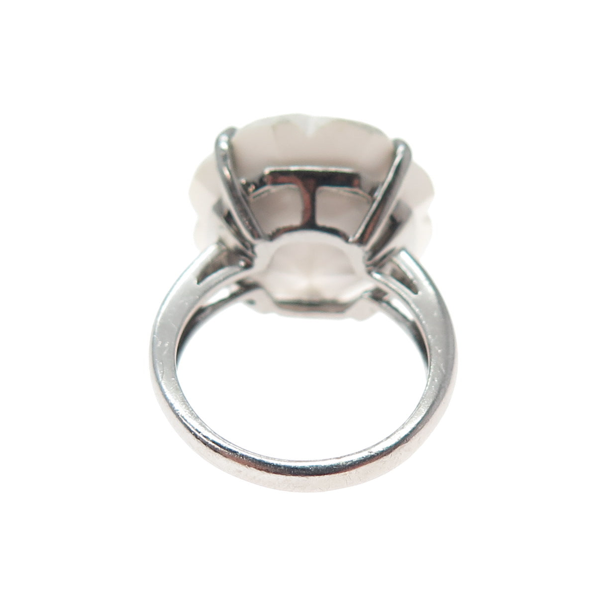 CLYDE DUNEIER CID Sterling Champagne Diamond & White Onyx Flower Ring Size 5.25