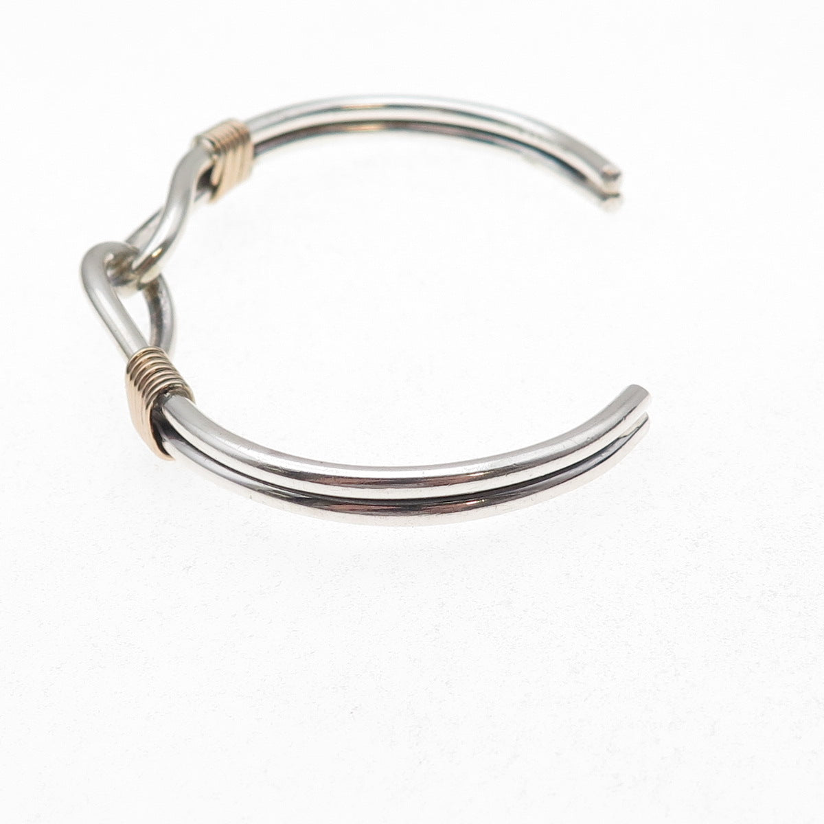 925 Sterling Silver Gold Filled Vintage Interlocked Adjustable Cuff Bracelet 6"