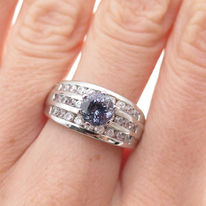 Chuck Clemency 925 Sterling Silver Real Iolite & White Topaz Ring Size 8.25