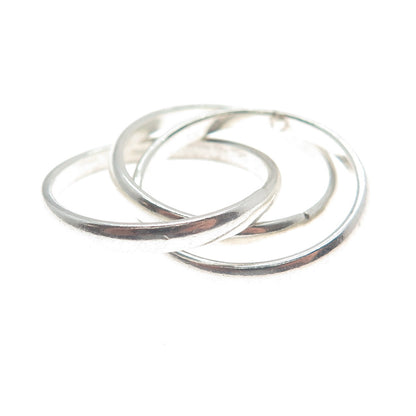 925 Sterling Silver Vintage Mexico Triple Interlocked Band Ring Size 4.75