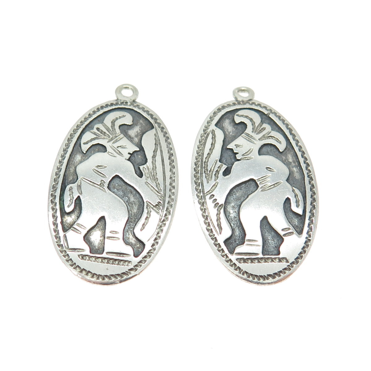 900 Silver Vintage Guatemala Tribal Warrior Oxidized Jacket Earrings