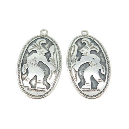 900 Silver Vintage Guatemala Tribal Warrior Oxidized Jacket Earrings