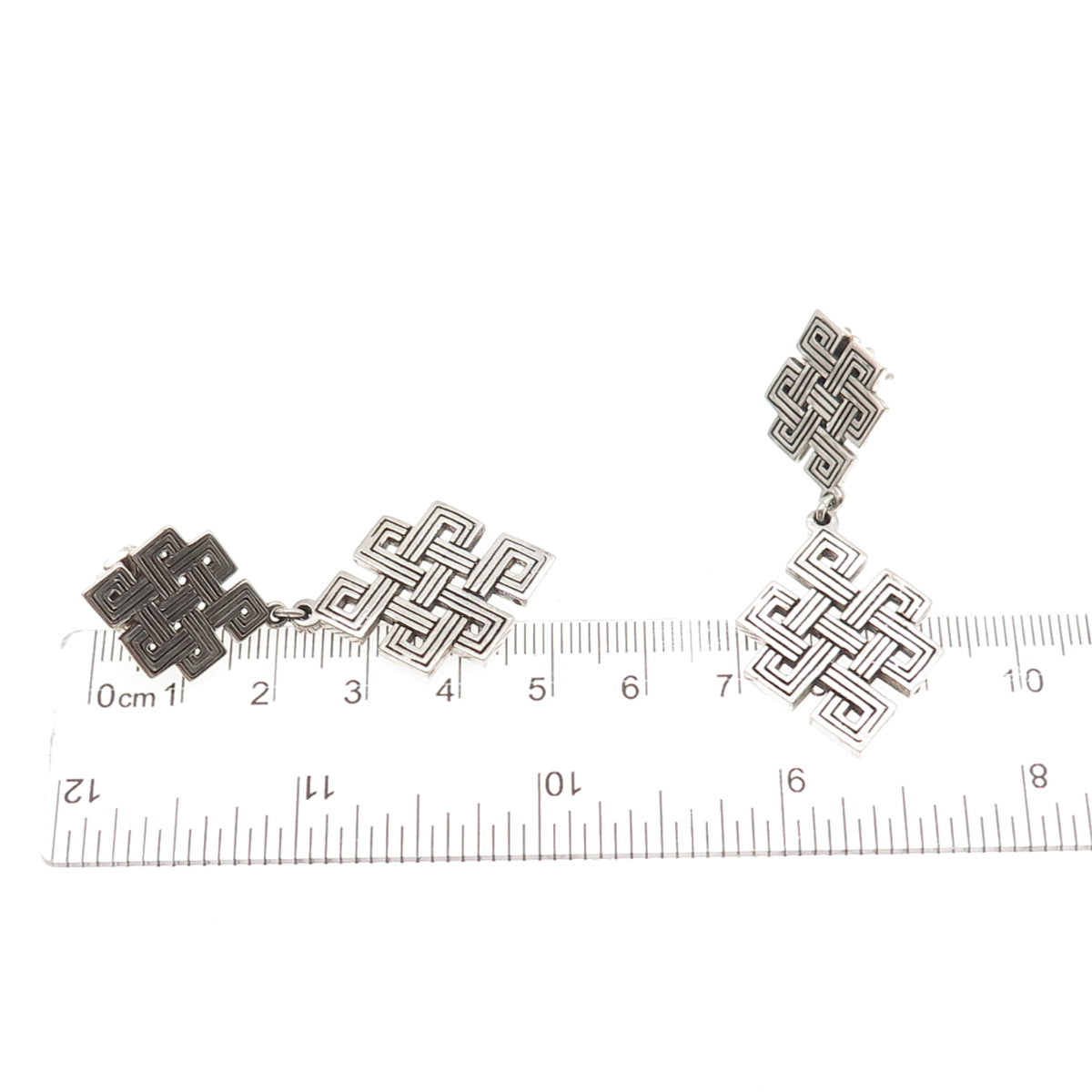 925 Sterling Silver Vintage Celtic Knot Oxidized Dangle Earrings