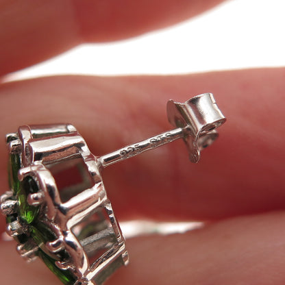 Chuck Clemency 925 Sterling Silver Enamel Real Peridot Butterfly Dangle Earrings