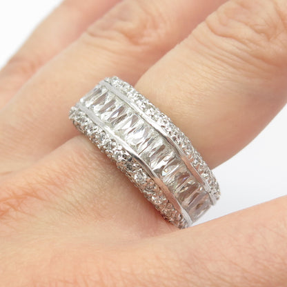 925 Sterling Silver Multi-C Z Band Ring Size 6.25