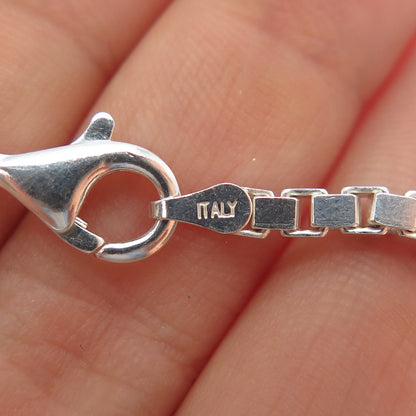 925 Sterling Silver Vintage Italy Box Chain Necklace 20"