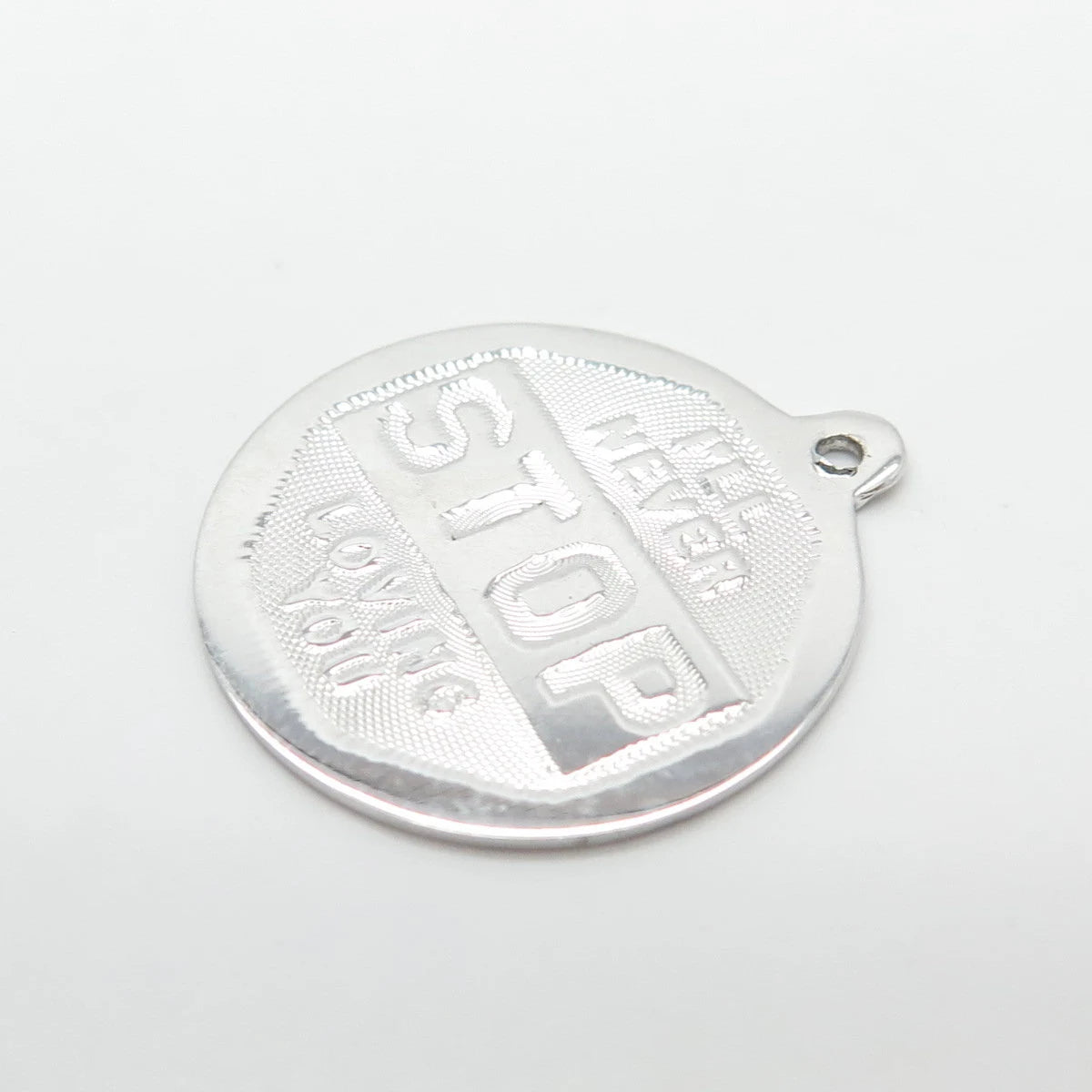 925 Sterling Silver Vintage Jeanor "I'll Never Stop Loving You" Pendant