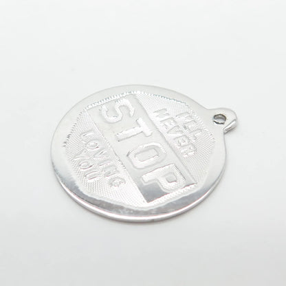 925 Sterling Silver Vintage Jeanor "I'll Never Stop Loving You" Pendant