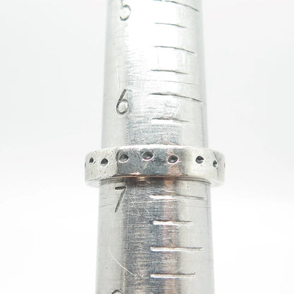 925 Sterling Silver Vintage All Around Dotted Band Ring Size 6.75