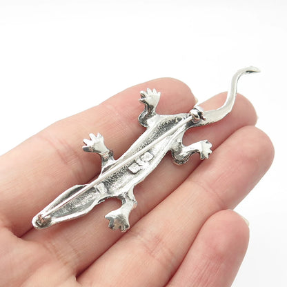 925 Sterling Silver Vintage Lizard Pin Brooch