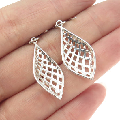 925 Sterling Silver Vintage Lattice Dangling Earrings