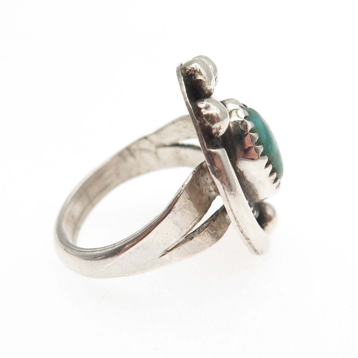 Old Pawn Sterling Silver Vintage Southwestern Kingman Turquoise Ring Size 4.5