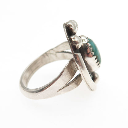 Old Pawn Sterling Silver Vintage Southwestern Kingman Turquoise Ring Size 4.5