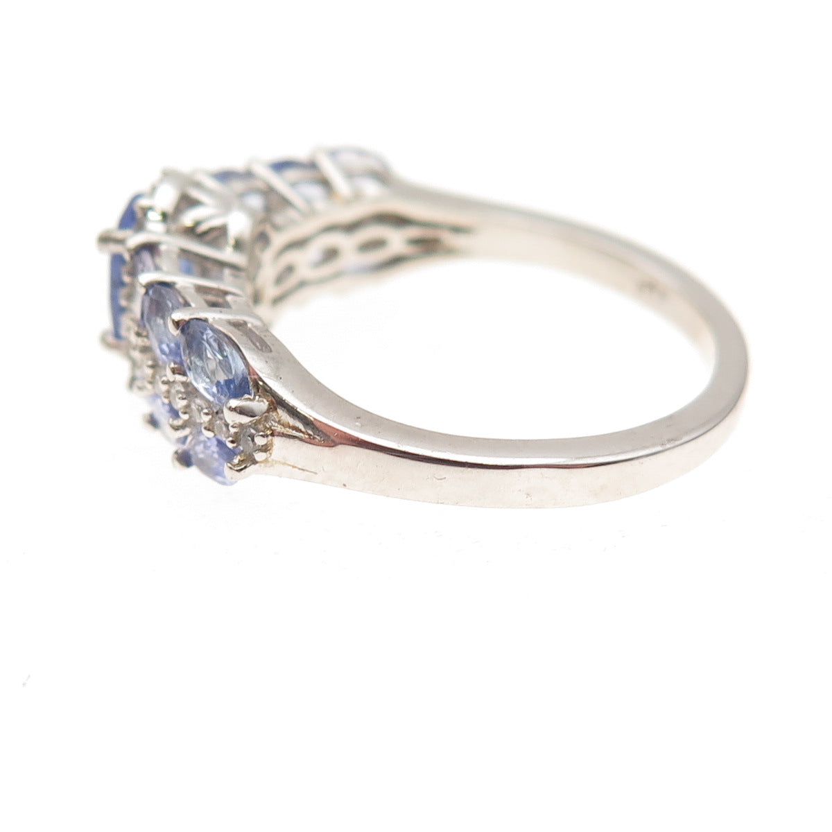 Chuck Clemency 925 Sterling Silver Real Tanzanite & White Topaz Ring Size 8