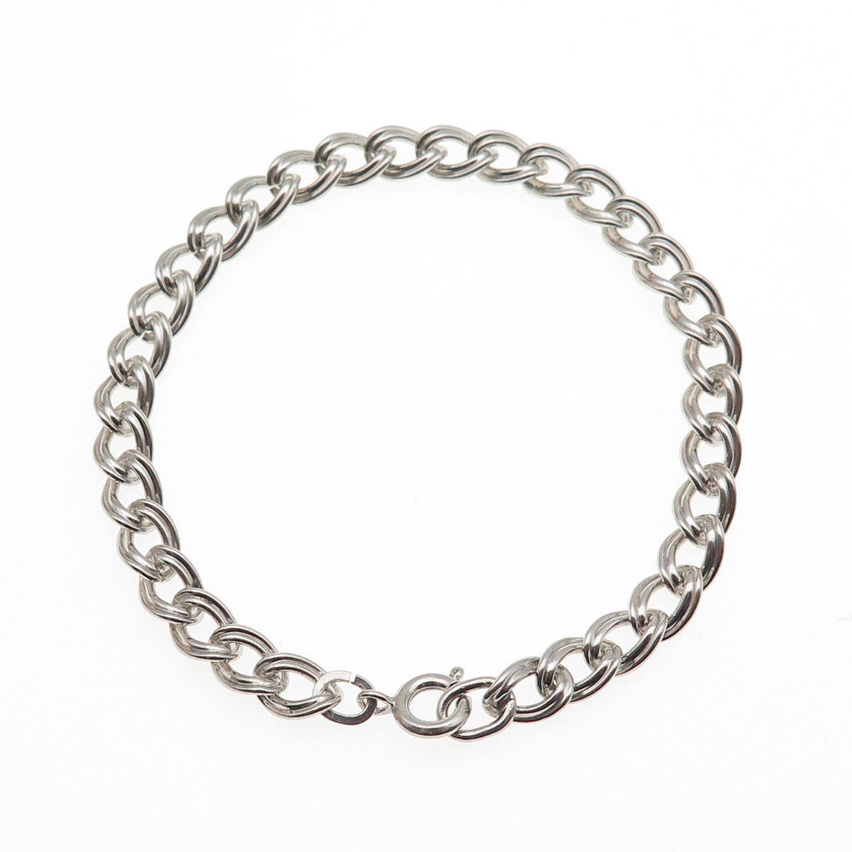 925 Sterling Silver Vintage Double Curb Link Bracelet 6.75"