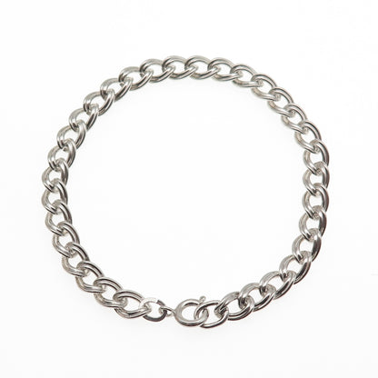 925 Sterling Silver Vintage Double Curb Link Bracelet 6.75"