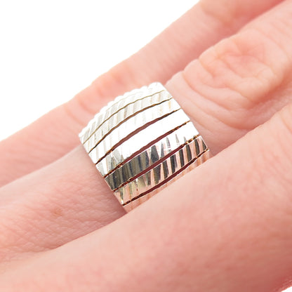 Lirm 925 Sterling Silver Vintage Italy Modernist Ribbed Ring Size 5.25