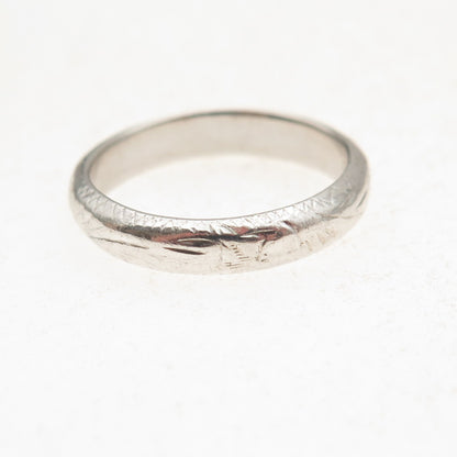 925 Sterling Silver Vintage Engraved Oxidized Band Ring Size 7.5