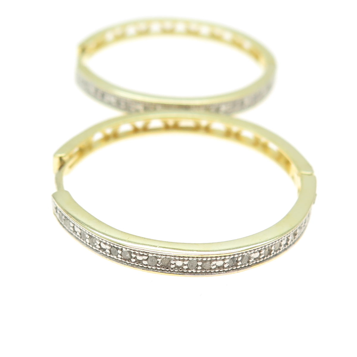 DBJ DEE BERKLE 925 Sterling Silver Gold Plated Real Diamond Hoop Earrings