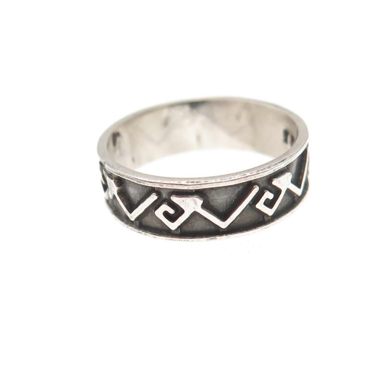 925 Sterling Silver Vintage Tribal Oxidized Band Ring Size 5