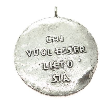 BRANDIMARTE 800 Silver Vintage Italy "Chi vuol esser lieto sia" Pendant