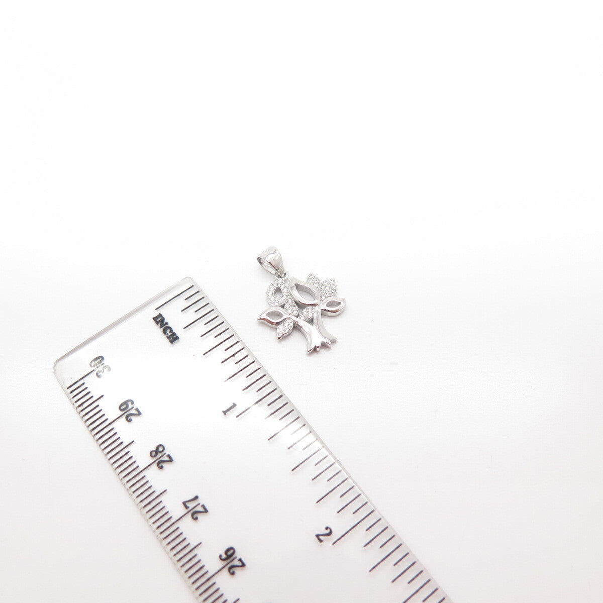 925 Sterling Silver C Z Tree Pendant