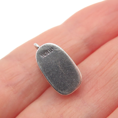 925 Sterling Silver Antique Heart Charm Shoe Oxidized Minimalist 3D Pendant