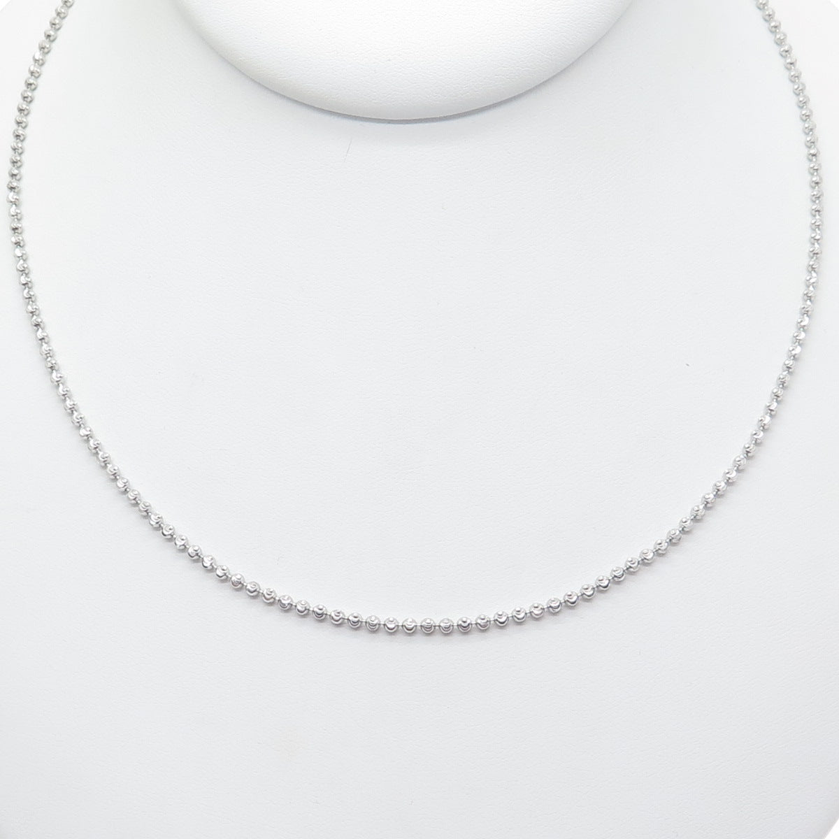 CHRYSOS 925 Sterling Silver Italy Diamond-Cut Ball Beaded Chain Necklace 28"