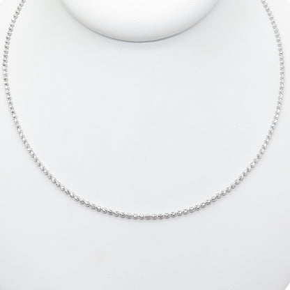 CHRYSOS 925 Sterling Silver Italy Diamond-Cut Ball Beaded Chain Necklace 28"