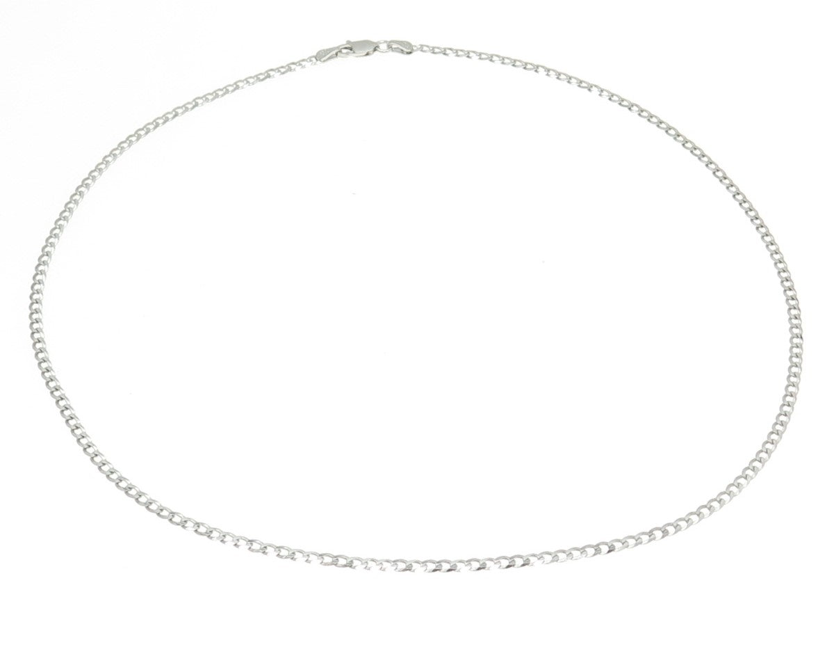 925 Sterling Silver Italy Flat Curb Chain Necklace 18"