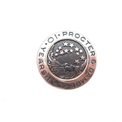 925 Sterling Silver Vintage Procter & Gamble 10-year Service Award Pin Brooch